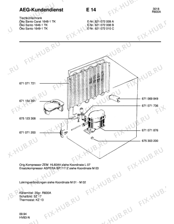 Взрыв-схема холодильника Aeg SAN1648 TK - Схема узла Refrigerator cooling system