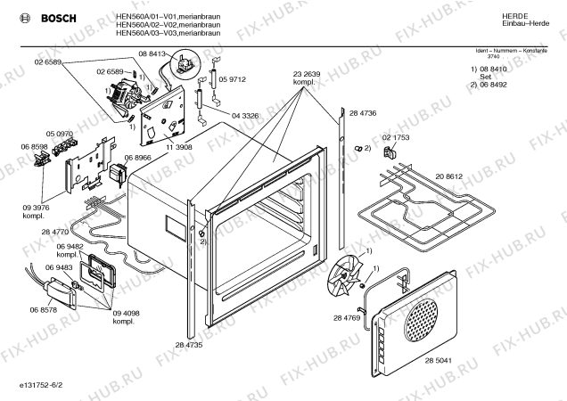 Схема №6 HEN560A с изображением Инструкция по эксплуатации для плиты (духовки) Bosch 00516696