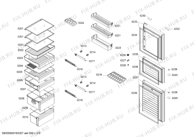 Взрыв-схема холодильника Bosch KGU28A2Q0C - Схема узла 02