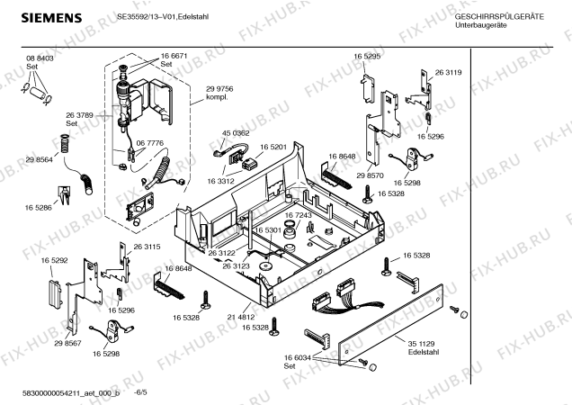 Взрыв-схема посудомоечной машины Siemens SE35592 - Схема узла 05