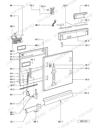 Схема №2 ADG 953/3 S с изображением Панель для посудомоечной машины Whirlpool 481245370465