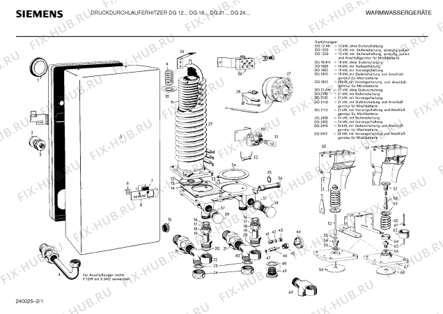Схема №1 DG1810 с изображением Узел подключения для водонагревателя Siemens 00101079