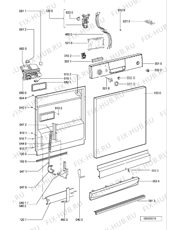 Схема №1 ADP 4502 AL с изображением Панель для посудомоечной машины Whirlpool 481245372585