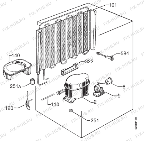 Взрыв-схема холодильника Zanussi ZI7163 - Схема узла Cooling system 017