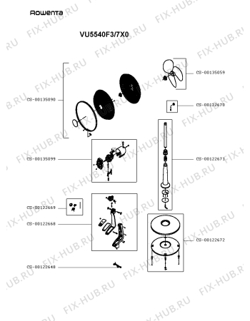 Схема №1 VU5540F3/7X0 с изображением Двигатель (мотор) для ветродува Rowenta CS-00135099
