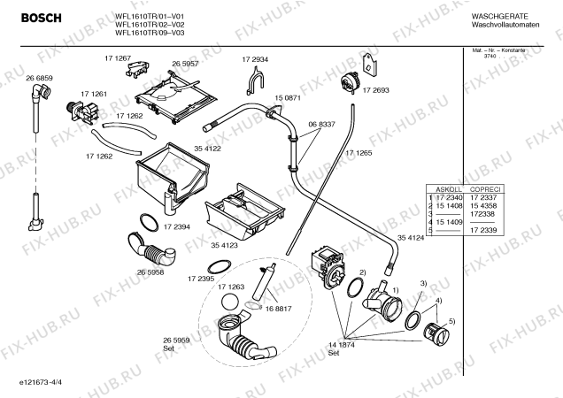 Взрыв-схема стиральной машины Bosch WFL1610TR Eurowasher 1610 - Схема узла 04