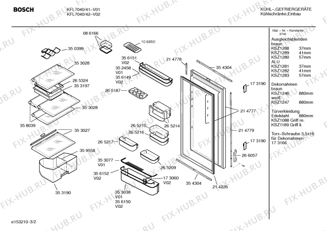 Взрыв-схема холодильника Bosch KFL7040 - Схема узла 02