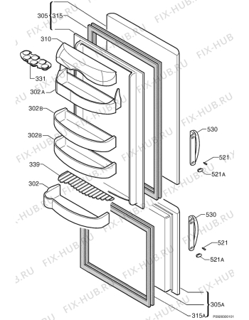 Взрыв-схема холодильника Corbero FC2000/9 - Схема узла Door 003