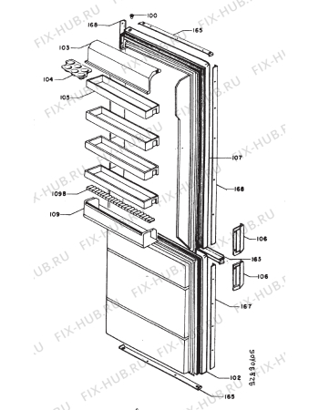 Взрыв-схема холодильника Rex RFB39L - Схема узла Section 2