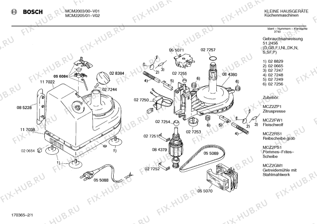Схема №2 MCM2510 с изображением Крышка для кухонного комбайна Siemens 00057595