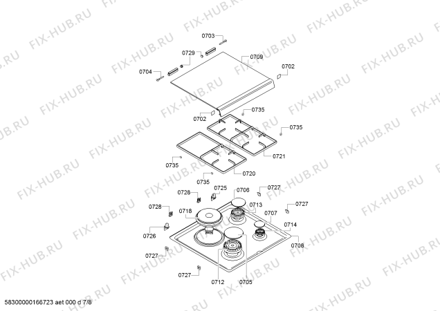 Взрыв-схема плиты (духовки) Siemens HR85D263F - Схема узла 07