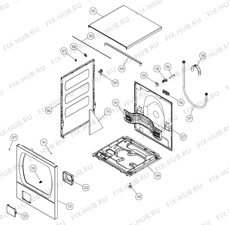 Схема №4 W6445 DK   -White (900003281, WM50) с изображением Обшивка для стиралки Gorenje 223440