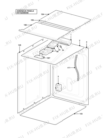 Взрыв-схема плиты (духовки) Electrolux EOD67642X - Схема узла H10 Side/Back Panel