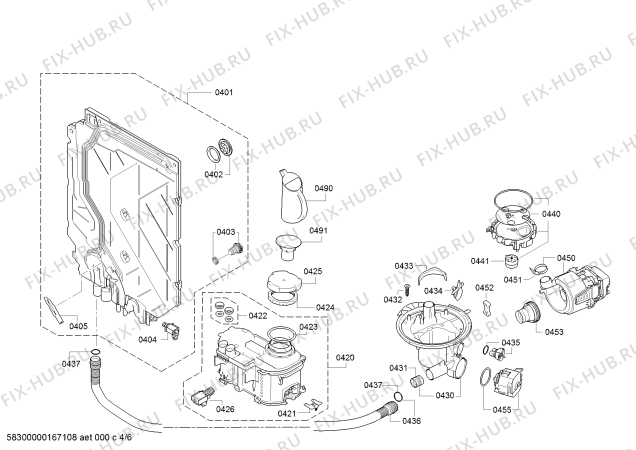 Взрыв-схема посудомоечной машины Bosch SMU53L15EU SilencePlus - Схема узла 04