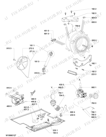 Схема №2 AWOD 052/1 с изображением Обшивка для стиральной машины Whirlpool 481010618365