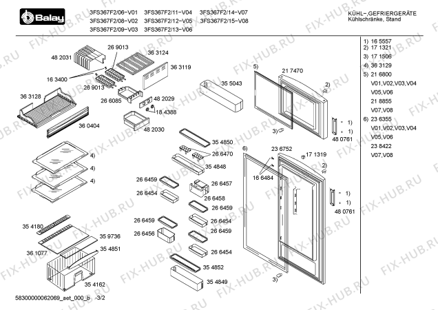Схема №3 3FS367F2 с изображением Дверь для холодильной камеры Bosch 00217470