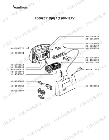 Взрыв-схема блендера (миксера) Moulinex F6067051B(0) - Схема узла XP000744.9P2