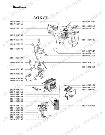 Взрыв-схема микроволновой печи Moulinex AY513V(1) - Схема узла OP002288.4P2