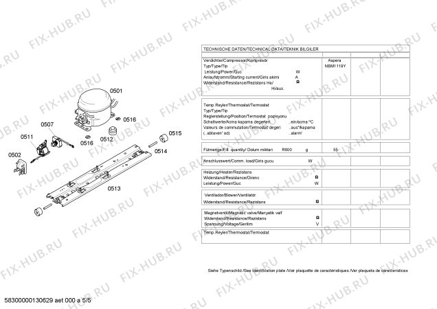 Взрыв-схема холодильника Profilo BD4503ANFH - Схема узла 05