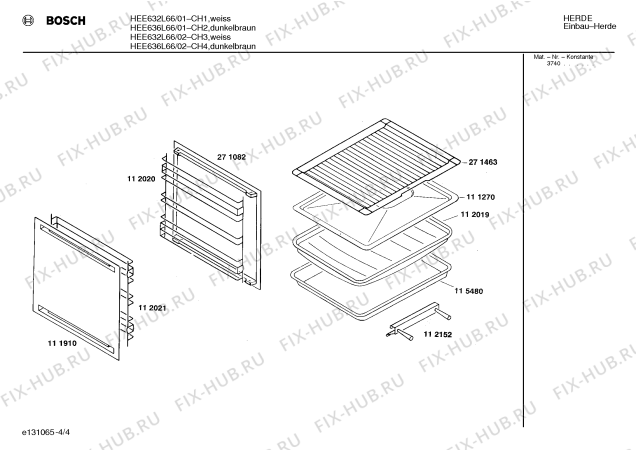 Схема №3 HEE652TFD с изображением Боковая часть корпуса для плиты (духовки) Bosch 00271082