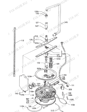 Взрыв-схема посудомоечной машины Rex VB570S - Схема узла Hydraulic System 272