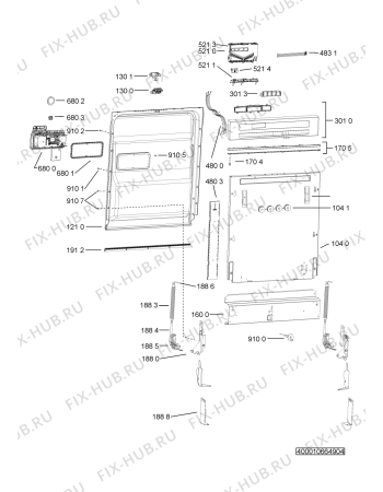 Взрыв-схема посудомоечной машины Whirlpool ADG 2040 IX - Схема узла