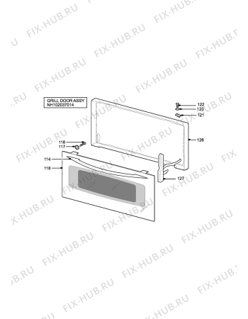 Взрыв-схема плиты (духовки) Parkinson Cowan SIM514BKN - Схема узла H10 Grill door assy