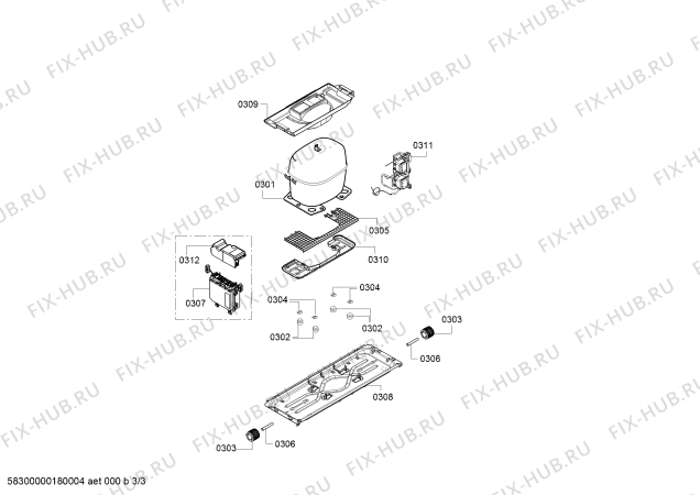 Взрыв-схема холодильника Bosch KGE49AL41 Bosch - Схема узла 03