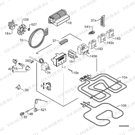 Взрыв-схема плиты (духовки) Privileg 00364814_61235 - Схема узла Electrical equipment 268