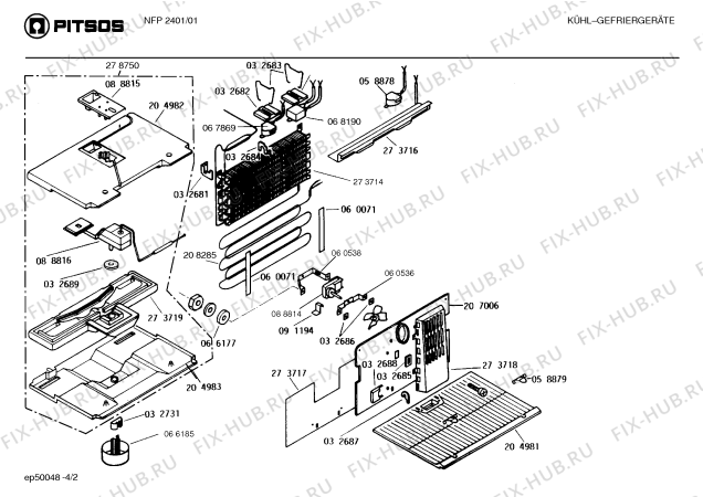 Взрыв-схема холодильника Pitsos NFP2401 - Схема узла 02