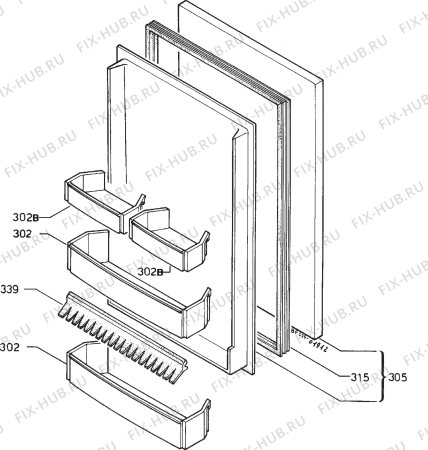 Взрыв-схема холодильника No Brand MR550(160 1C-ML - Схема узла Door 003