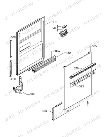 Взрыв-схема посудомоечной машины Zanussi ZDM4714B - Схема узла Door 003