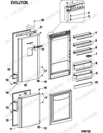 Взрыв-схема холодильника Hotpoint FFUG2013PO3 (F082293) - Схема узла