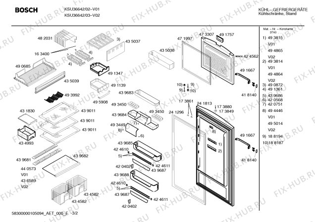 Схема №3 KSU36642 с изображением Панель управления для холодильника Bosch 00359509