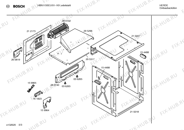 Взрыв-схема плиты (духовки) Bosch HBN115SEU - Схема узла 03