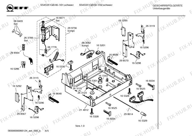 Взрыв-схема посудомоечной машины Neff S5453X1GB - Схема узла 05