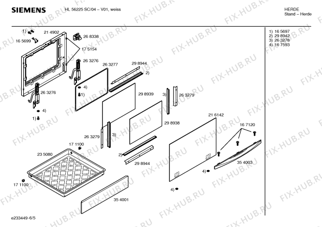 Схема №6 HB53261EU с изображением Крышка для плиты (духовки) Bosch 00298935