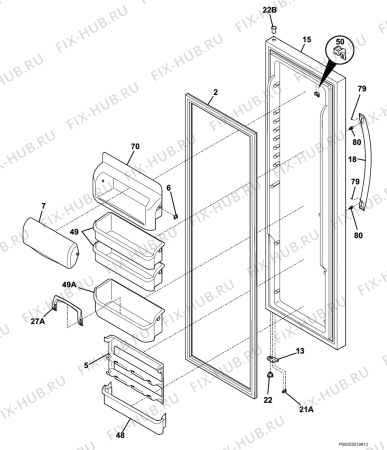 Взрыв-схема холодильника Electrolux ENL62981X3 - Схема узла Refrigerator door