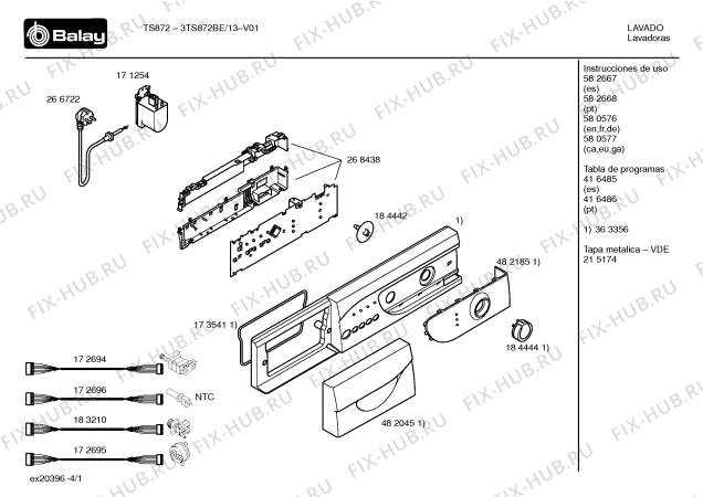 Схема №1 3TS872BE TS872 с изображением Панель управления для стиралки Bosch 00363356