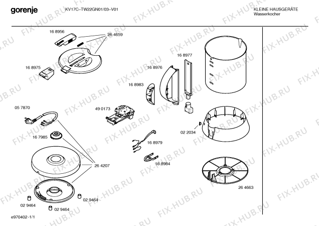 Схема №1 TW12GN01 KV17W с изображением Ручка для чайника (термопота) Siemens 00168983