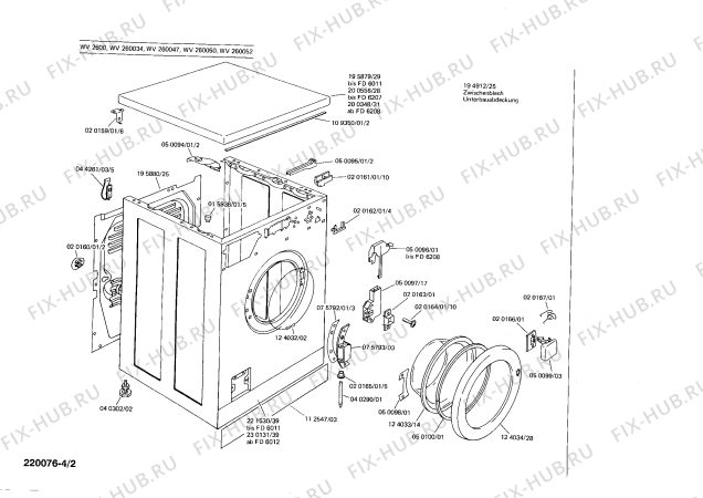 Взрыв-схема стиральной машины Siemens WV260034 SIWAMAT 260 - Схема узла 02