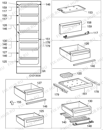 Взрыв-схема холодильника Electrolux AU8292C - Схема узла C10 Interior