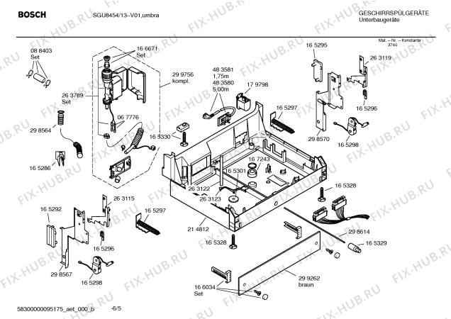 Взрыв-схема посудомоечной машины Bosch SGU8454 Exclusiv - Схема узла 05