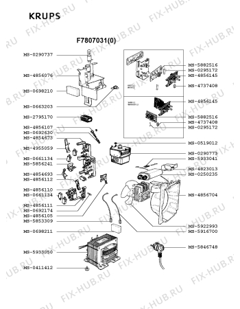 Взрыв-схема микроволновой печи Krups F7807031(0) - Схема узла 6P002355.0P3