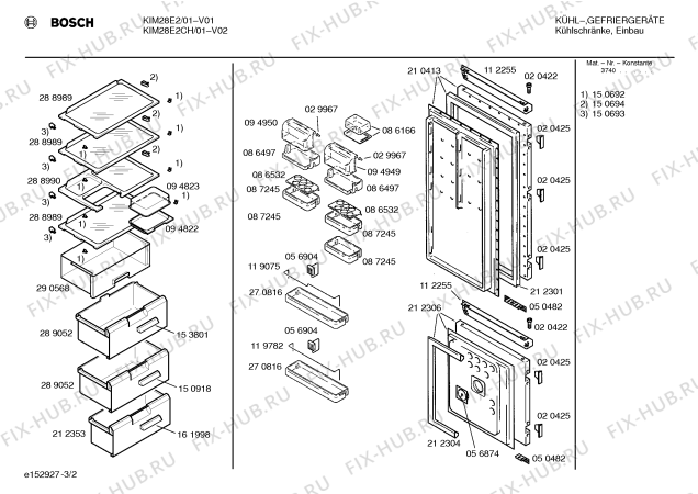 Взрыв-схема холодильника Bosch KIM28E2CH - Схема узла 02
