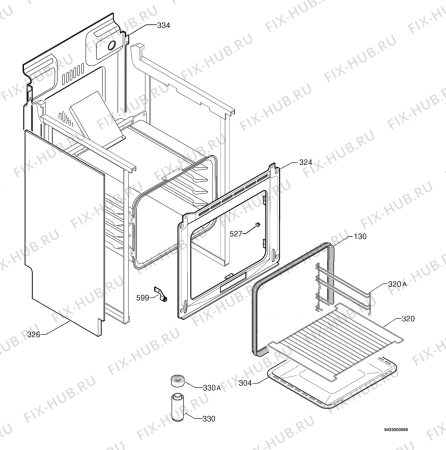 Взрыв-схема плиты (духовки) Electrolux EKK601302X - Схема узла Housing 001