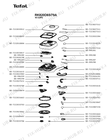 Схема №2 RK820D65/79A с изображением Запчасть для электропароварки Tefal US-7222025138