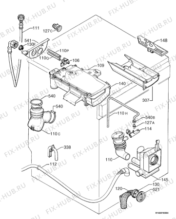 Взрыв-схема стиральной машины Zanussi Electrolux WJD1457W - Схема узла Hydraulic System 272