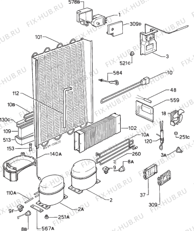 Взрыв-схема холодильника Zanussi DF102/3T - Схема узла Refrigerator cooling system