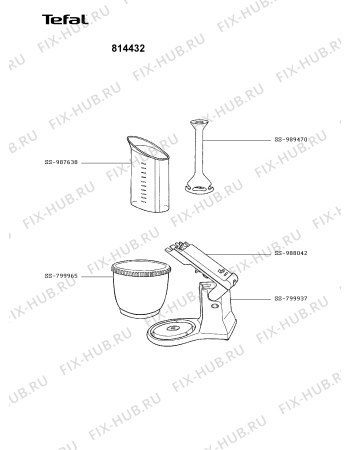 Взрыв-схема блендера (миксера) Tefal 814432 - Схема узла PP003156.1P2